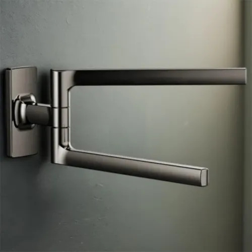Brizo Kintsu 8" Wall-mounted Mini Pivoting Towel Bar, Dual Arm, Brilliance Black Onyx - 694707-BNX
