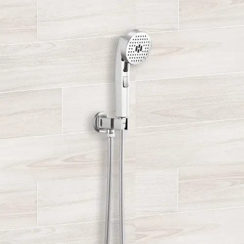 Brizo Kintsu Multi-Function Wall-Mount Handshower with Push-Button, Stretchable Hose, WaterSense, 1.75 GPM, Polished Chrome - 88806-PC
