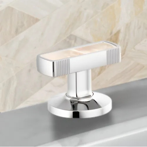 Brizo Kintsu Widespread Lavatory Knob with Mother of Pearl Inlay Handle Kit, Polished Chrome - HI5306-PCPL
