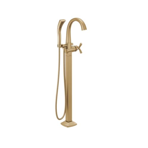 Delta Stryke Freestanding Tub Filler Trim with 1.75 GPM Single-Setting Hand Shower, H2Okinetic, Champagne Bronze - T47776-CZFL