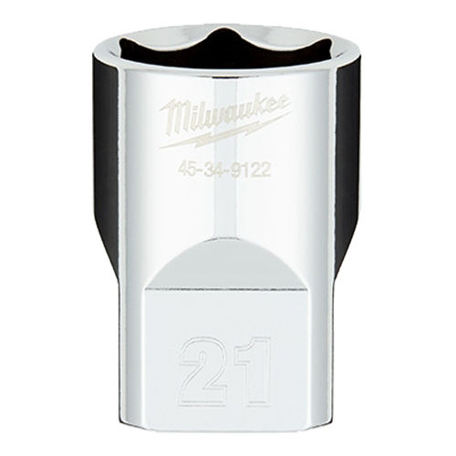 Milwaukee 21mm Metric 6-Point Socket with 1/2" Drive and FOUR FLAT Sides - 45-34-9122 