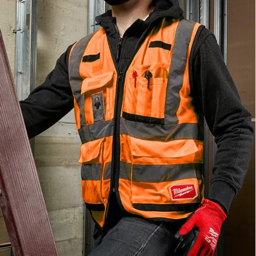 Milwaukee 4XL/5XL (CSA) Class 2 High Visibility Orange Performance Safety Vest with 15 Pockets - 48-73-5094 