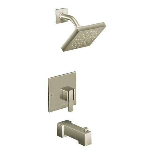 Moen 90 Degree M-Core 3-Series Tub/Shower Faucet with 1.75 GPM Rainshower, 1-Function, Single Lever Handle, M-PACT, Immersion, Brushed Nickel - UTS3713EPBN