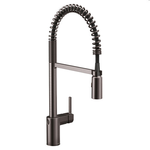 Moen Align Single Handle Pre-Rinse Spring Pull-Down Kitchen Faucet w/ MotionSense Wave, Black Stainless - 5923EWBLS