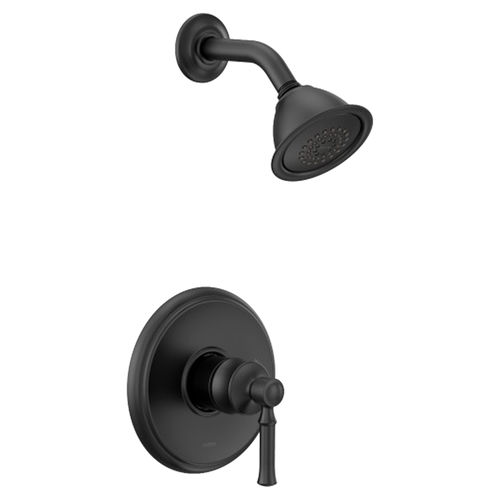 Moen Dartmoor Posi-Temp Single-Handle Shower Faucet, One-Function, 1.75 GPM, Lever Handle, Eco-Performance, M-PACT, Matte Black - T2182EPBL