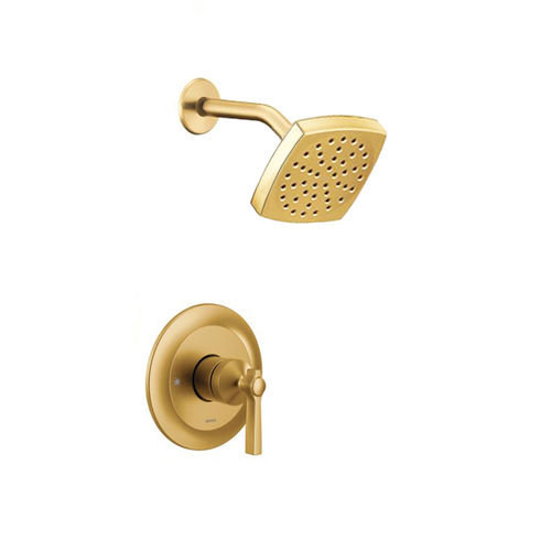 Moen Flara M-Core 3-Series Single-Handle Shower Faucet with 6" Rainshower, One-Function, 1.75 GPM, Lever Handle, Eco-Performance, Immersion, Brushed Gold - UTS3912EPBG