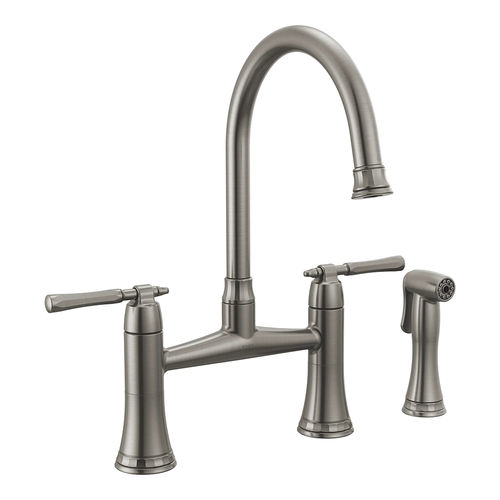 Brizo Tulham Luxe Steel Two Handle Bridge Kitchen Faucet - 62558LF-SL
