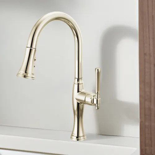 Brizo Tulham Single Handle Pull-Down Kitchen Faucet, 1.8 GPM, Brilliance Polished Nickel - 63058LF-PN