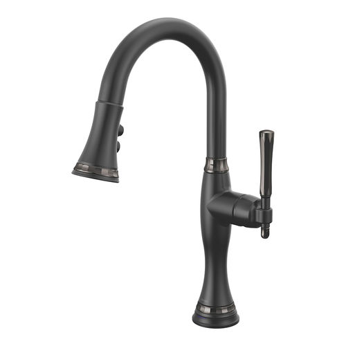 Brizo Tulham SmartTouch Single Handle Pull-Down Bar/Prep Faucet, Matte Black/Black Onyx - 64958LF-BLBNX