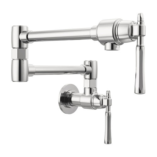 Brizo Tulham Wall-Mount Pot Filler Faucet, Polished Chrome - 62858LF-PC
