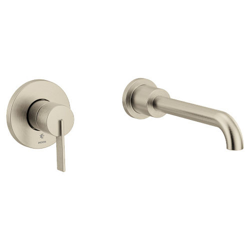 Moen Cia Single-Handle Wall-Mount Tub Faucet, Non-Diverter, 10in Ultrathin Tub Spout, Lever Handle, 8GPM, Brushed Nickel - WT6221BN
