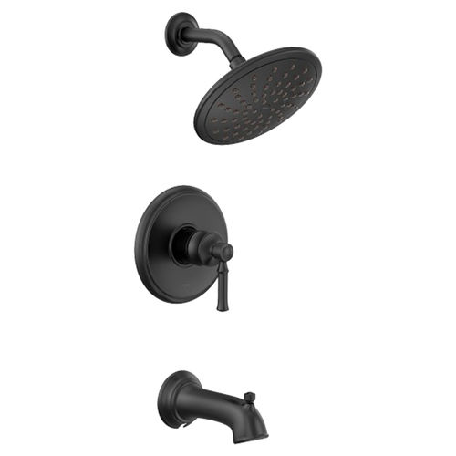 Moen Dartmoor Posi-Temp Tub/Shower Faucet with 1.75 Rainshower, 1-Function, Single lever Handle, M-PACT, Matte Black - T2283EPBL