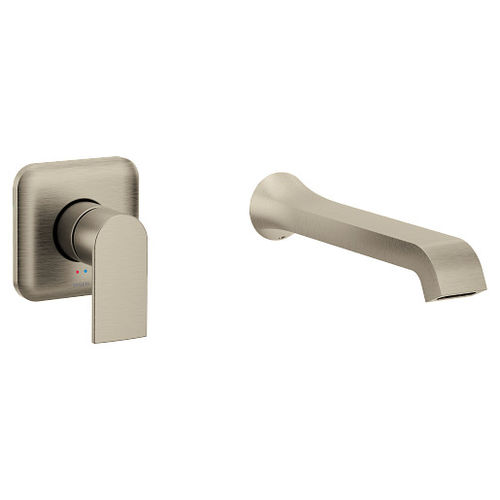 Moen Genta LX Single-Handle Wall-Mount Tub Faucet, Non-Diverter, 10in Ultrathin Tub Spout, Lever Handle, 8GPM, Brushed Nickel - WT901BN