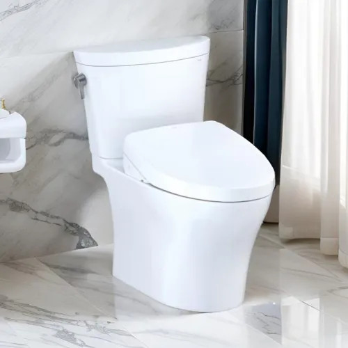 TOTO Aquia IV Arc WASHLET  Two-Piece Toilet with S550e Bidet Seat, Auto-Open/Close, 1.28/0.9 GPF, Auto-Flush, Cotton White - MW4483056CEMFGNA#01