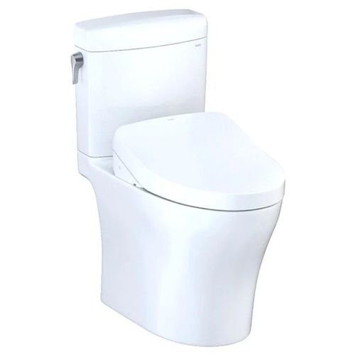 TOTO Aquia IV Cube WASHLET  Two-Piece Toilet with S500e Bidet Seat, 1.28/0.9 GPF, Auto-Flush, Cotton White - MW4363046CEMFGNA#01