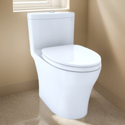 TOTO AQUIA IV One-Piece Toilet with SoftClose Seat, 1.28 GPF or 0.9 GPF, ADA, Cotton White -  MS646124CEMFGN#01