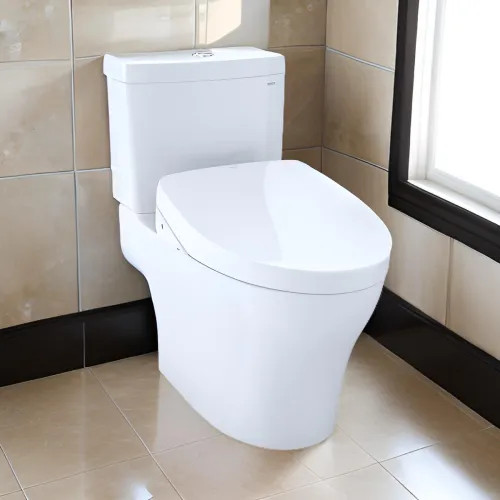 TOTO Aquia IV WASHLET  Two-Piece Toilet with S550e Bidet Seat, Auto-Open/Close, 1.28/0.9 GPF, Auto-Flush, Cotton White - MW4463056CEMGNA#01