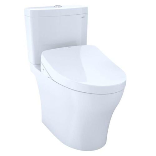 TOTO Aquia IV WASHLET  Two-Piece Toilet with S550e Bidet Seat, Auto-Open/Close, 1.28/0.9 GPF, Auto-Flush, Universal Height, Cotton White - MW4463056CEMFGNA#01