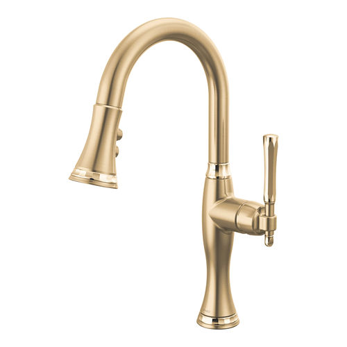 Brizo Tulham Single Handle Pull-Down Bar/Prep Faucet, Luxe Gold/Polished Gold - 63958LF-GLPG
