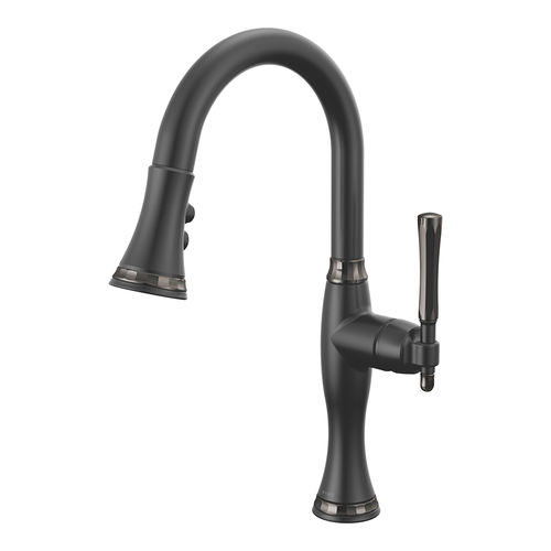 Brizo Tulham Single Handle Pull-Down Bar/Prep Faucet, Matte Black/Black Onyx - 63958LF-BLBNX