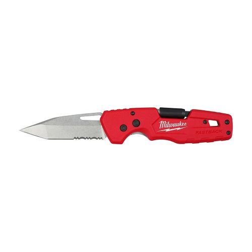 Milwaukee FASTBACK 5-in-1 Folding Knife with Press and Flip Opening, and Folding 1/4" Bit Holder - 48-22-1540 