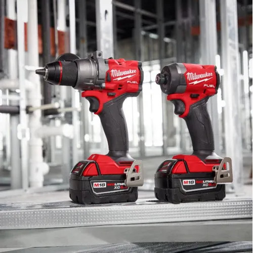 Milwaukee M18 FUEL Brushless Cordless Hammer Drill and Impact Driver Combo Kit (2-Tool) with 2 Batteries - 3697-22