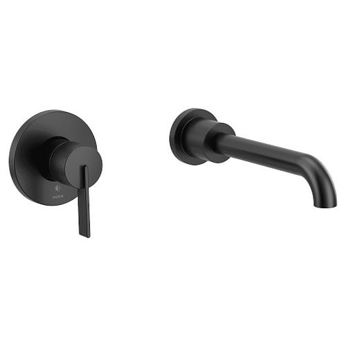 Moen Cia Single-Handle Wall-Mount Tub Faucet, Non-Diverter, 10in Ultrathin Tub Spout, Lever Handle, 8GPM, Matte Black - WT6221BL