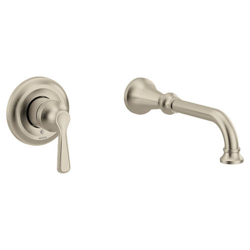 Moen Colinet Single-Handle Wall-Mount Tub Faucet, Non-Diverter, 10in Ultrathin Tub Spout, Lever Handle, 8GPM, Brushed Nickel - WTS44501BN
