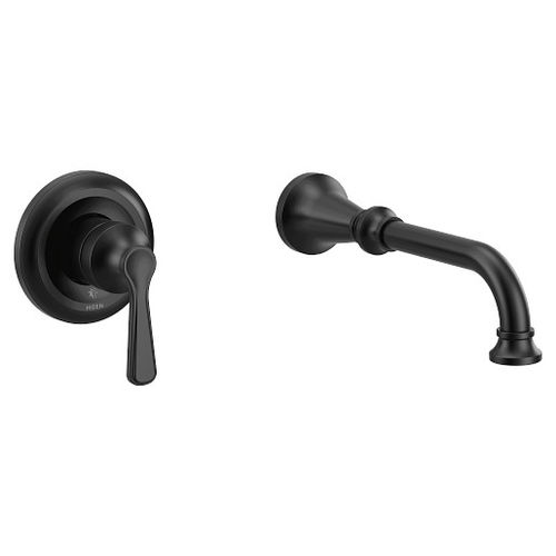 Moen Colinet Single-Handle Wall-Mount Tub Faucet, Non-Diverter, 10in Ultrathin Tub Spout, Lever Handle, 8GPM, Matte Black - WTS44501BL