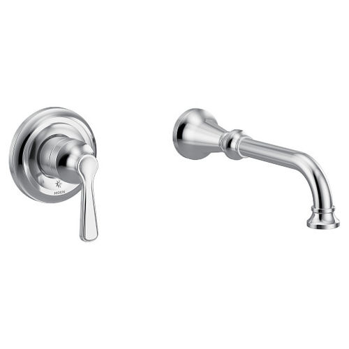Moen Colinet Single-Handle Wall-Mount Tub Faucet, Non-Diverter, 10in Ultrathin Tub Spout, Lever Handle, 8GPM, Polished Chrome - WTS44501