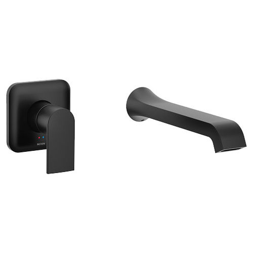 Moen Genta LX Single-Handle Wall-Mount Tub Faucet, Non-Diverter, 10in Ultrathin Tub Spout, Lever Handle, 8GPM, Matte Black - WT901BL