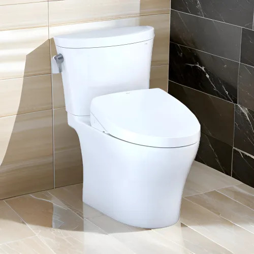 TOTO Aquia IV Arc WASHLET  Two-Piece Toilet with S550e Bidet Seat, Auto-Open/Close, 1.28/0.9 GPF, Cotton White - MW4483056CEMFGN#01