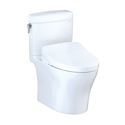 TOTO Aquia IV Cube WASHLET  Two-Piece Toilet with S500e Bidet Seat, 1.28/0.9 GPF, Cotton White - MW4363046CEMFGN#01