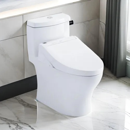 TOTO Aquia IV WASHLET  One-Piece Toilet with C5 Bidet Seat, 1.28/0.9 GPF, Cotton White - MW6463084CEMFGN#01