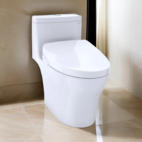 TOTO Aquia IV WASHLET  One-Piece Toilet with S550e Bidet Seat, Auto-Open/Close, 1.28/0.9 GPF, Cotton White - MW6463056CEMFGN#01