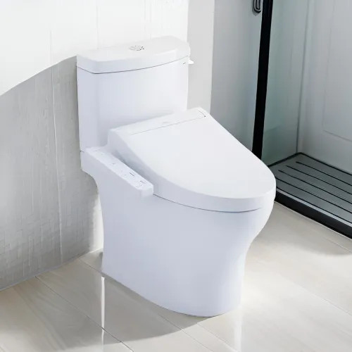 TOTO Aquia IV WASHLET  Two-Piece Toilet with C2 Bidet Seat, 1.28/0.9 GPF, Cotton White - MW4463074CEMGN#01
