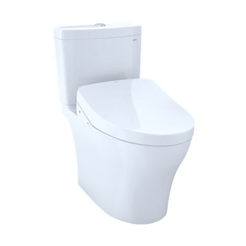 TOTO Aquia IV WASHLET  Two-Piece Toilet with S500e Bidet Seat, 1.28/0.9 GPF, Auto-Flush, Universal Height, Cotton White - MW4463046CEMFGNA#01