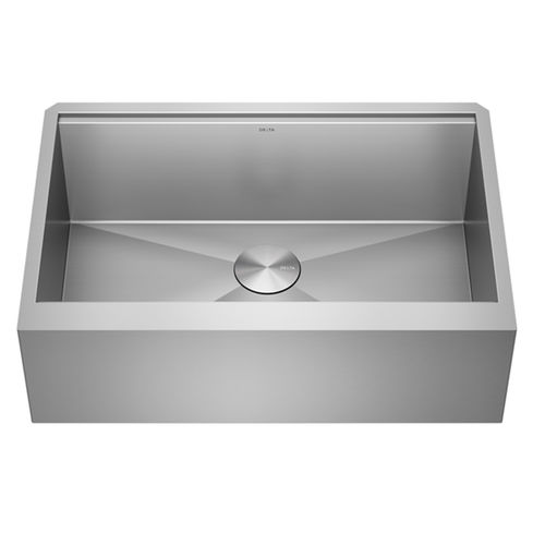 Delta Rivet 35-7/8 x 20-1/4 x 10-1/2 Single Bowl Undermount Farmhouse Apron Front Kitchen Sink Kit, 95C9031-36S-SS