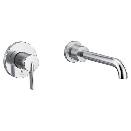 Moen Cia Single-Handle Wall-Mount Tub Faucet, Non-Diverter, 10in Ultrathin Tub Spout, Lever Handle, 8GPM, Polished Chrome - WT6221