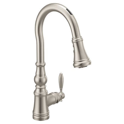 Moen Weymouth Smart Motion Control Single Handle High Arc Pull-Down Kitchen Faucet, Stainless - S73004EV2SRS