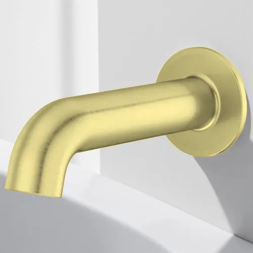 Pfister 7" Non-Diverter Tub Spout with Threaded 12" Male Copper Adapter (CxMNPT), Wall-Mount, Metal, Brushed Gold - 920-246BG