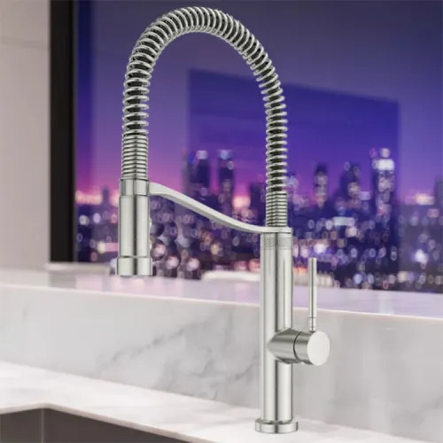 Pfister Bruton One-Handle Semi-Pro Pull-Down Kitchen Faucet, 1.8 GPM, Stainless Steel - GT529-BRUS