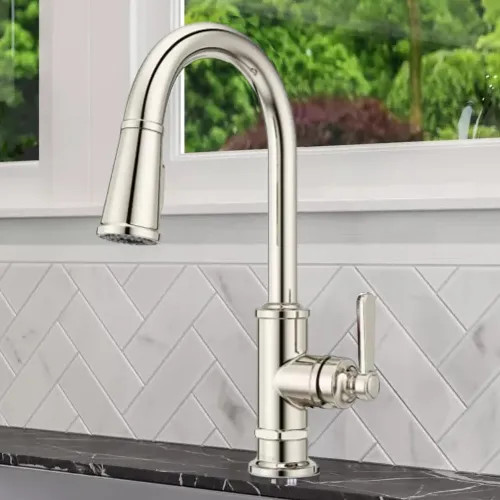 Pfister Port Haven Single-Handle Pull-Down Kitchen Faucet, Auto-Align, MagnePfit, Pforever Seal, 1.8 GPM, Polished Nickel - GT529-TDD