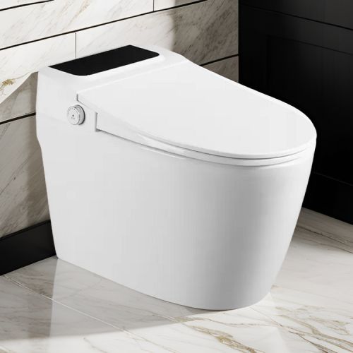 Trone Zentina Smart Bidet Toilet Combo with Toe Touch Sensor, Auto-Open/Close, Digital Display, Heated Seat, Night Light, Auto-Flush, 1.26 GPF, White 