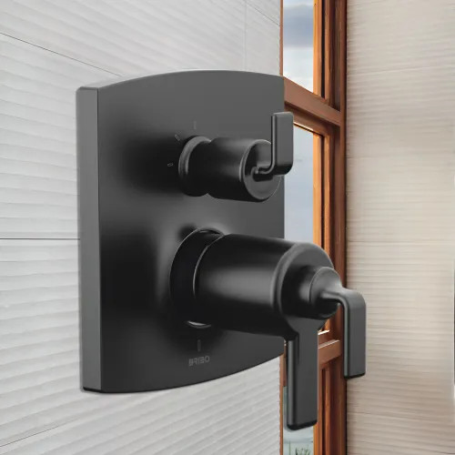 Brizo Kintsu and Allaria TempAssure Thermostatic Valve Trim with Six Function Diverter, Matte Black - T75606-BLLHP