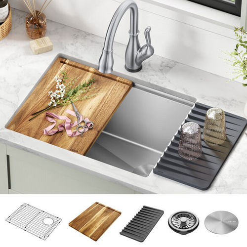 Delta Lorelai 24 x 19 x 12-1/2 Single Bowl Undermount Workstation Utility Sink Kit, Stainless Steel - 95B9132-24SL-SS