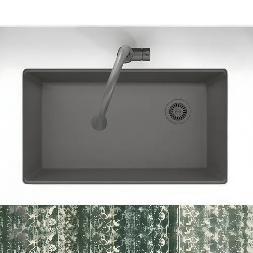 Franke Maris 33" x 19-1/4" Undermount Single-Bowl Kitchen Sink, Granite, Shadow Grey - MAG11031OW-SHG (125.0637.077)