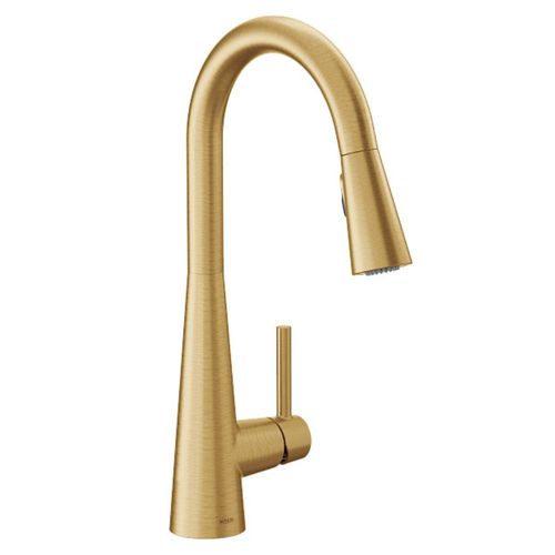 Moen Sleek Single Handle High Arc Pull-Down Kitchen Faucet, Brushed Gold - 7864BG