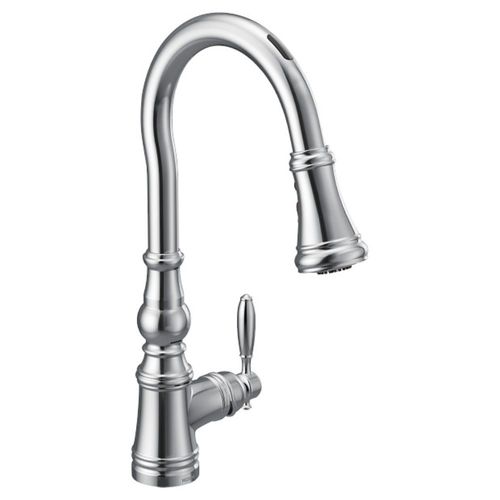 Moen Weymouth Smart Motion Control Single Handle High Arc Pull-Down Kitchen Faucet, Chrome - S73004EV2C
