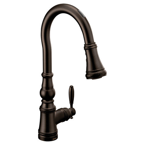 Moen Weymouth Smart Motion Control Single Handle High Arc Pull-Down Kitchen Faucet, Oil Rubbed Bronze - S73004EV2ORB